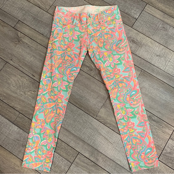 Lilly Pulitzer Worth Skinny Mini Zip Jeans - Sandbar Blue Make a Splash - Picture 1 of 12
